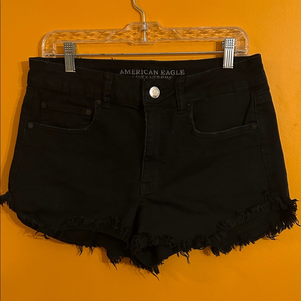 American Eagle Outfitters Black Frayed Jean Shorts